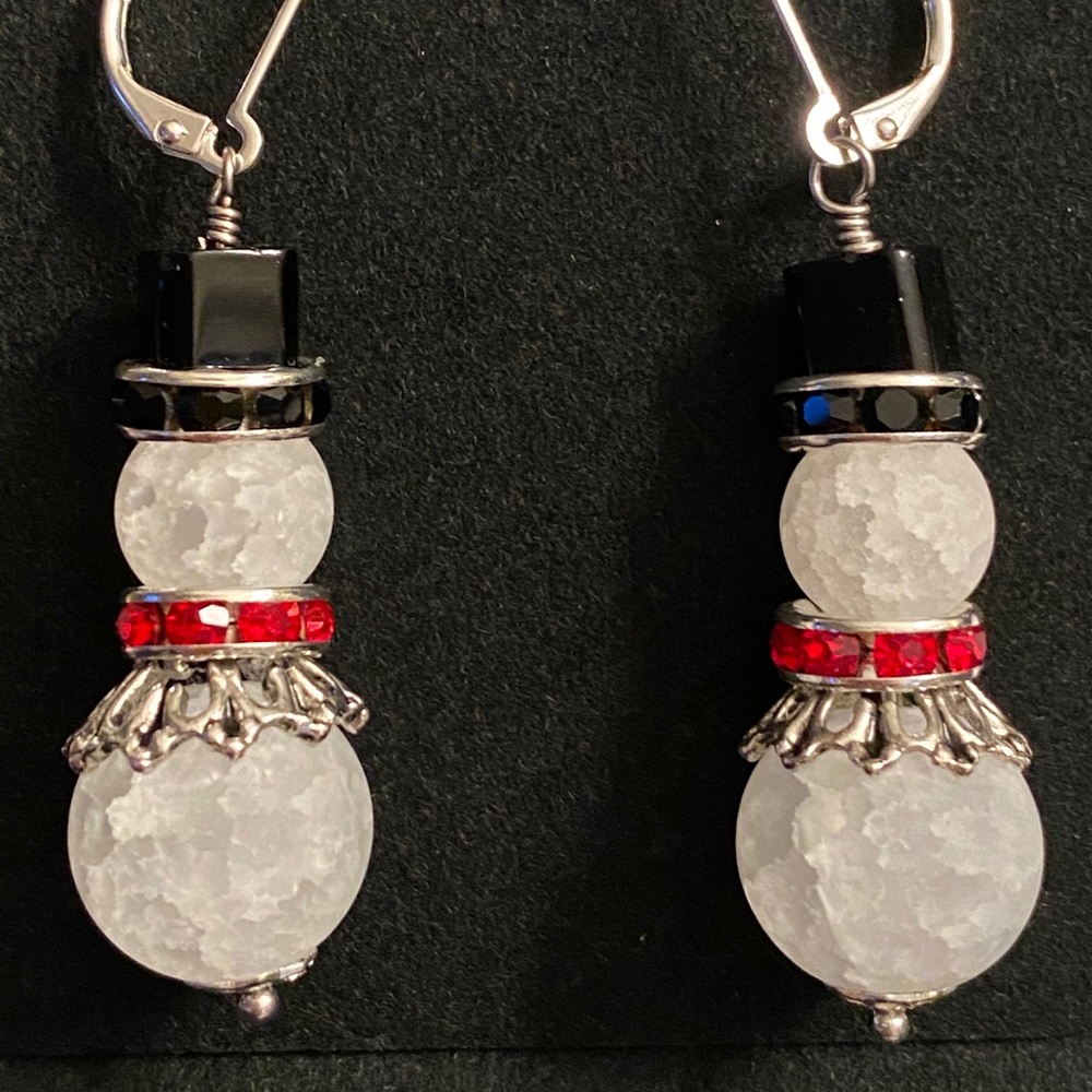 Holiday earrings, snowman, Christmas